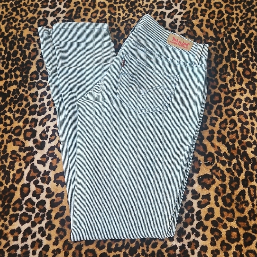Levi Strauss 524 Super Low Rise, Striped Skinny Jean, Sz 26